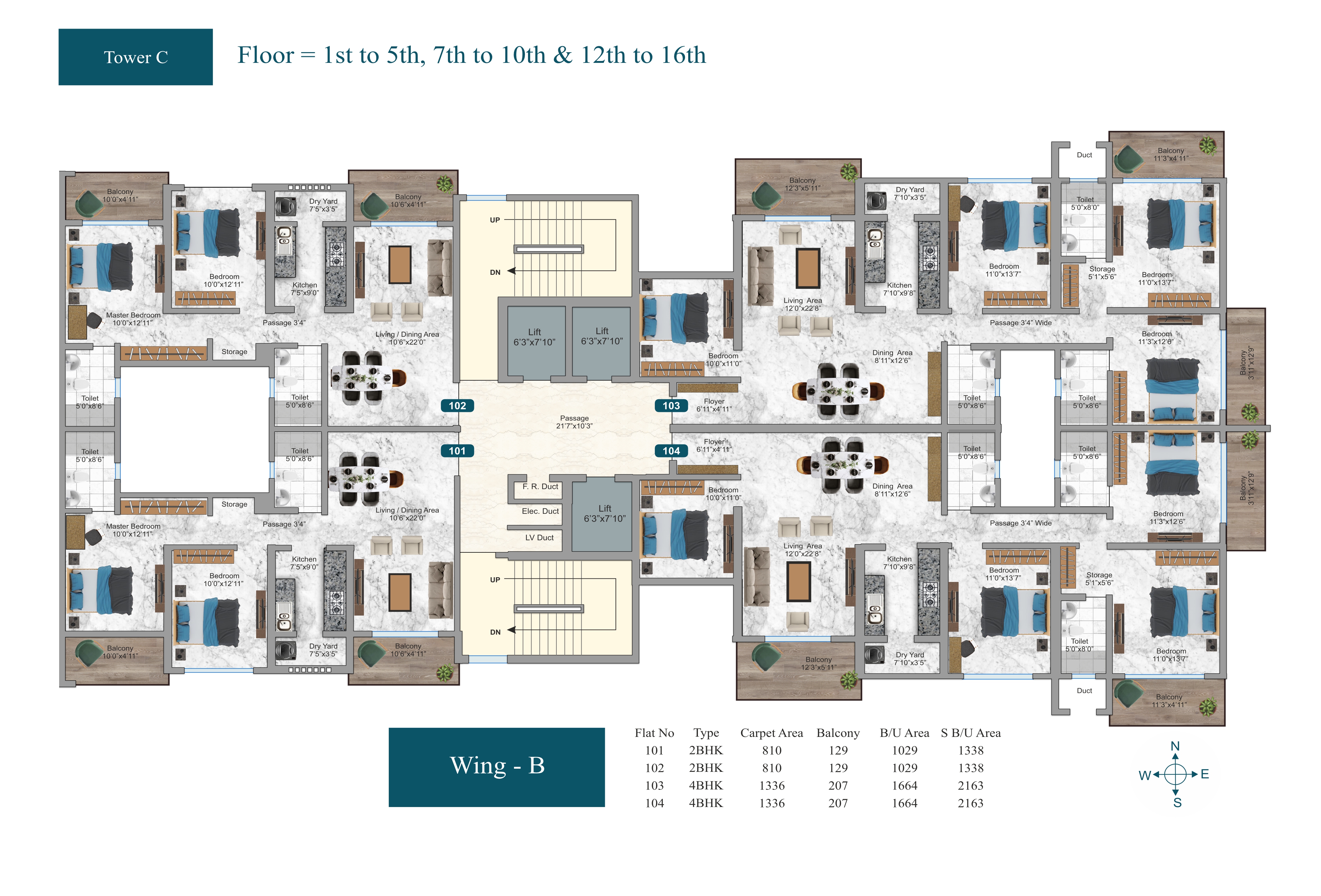 Tower C Wing B Typical