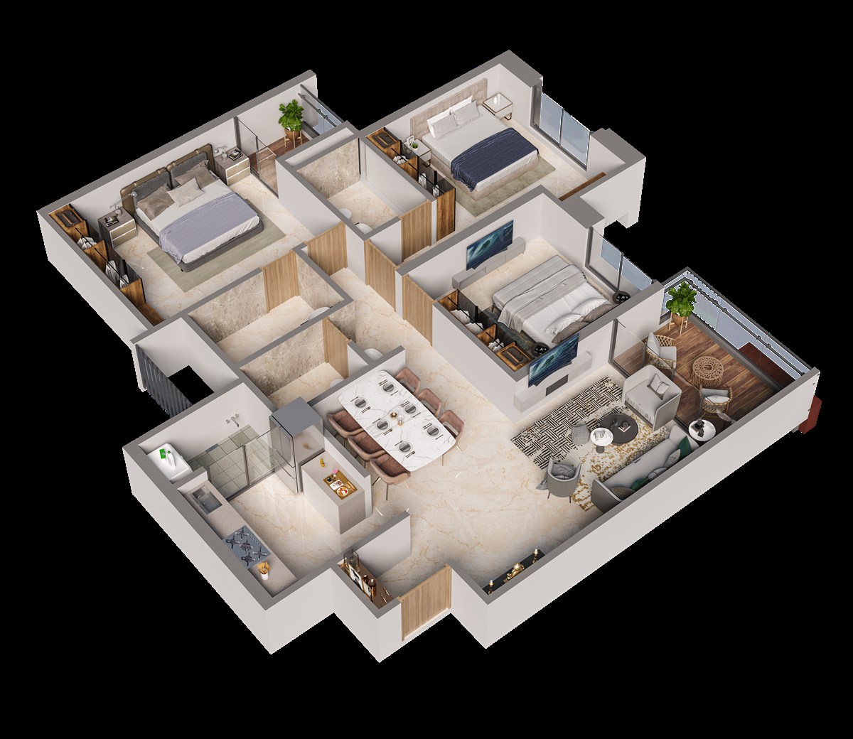 2 BHK Floor Plan - Type A