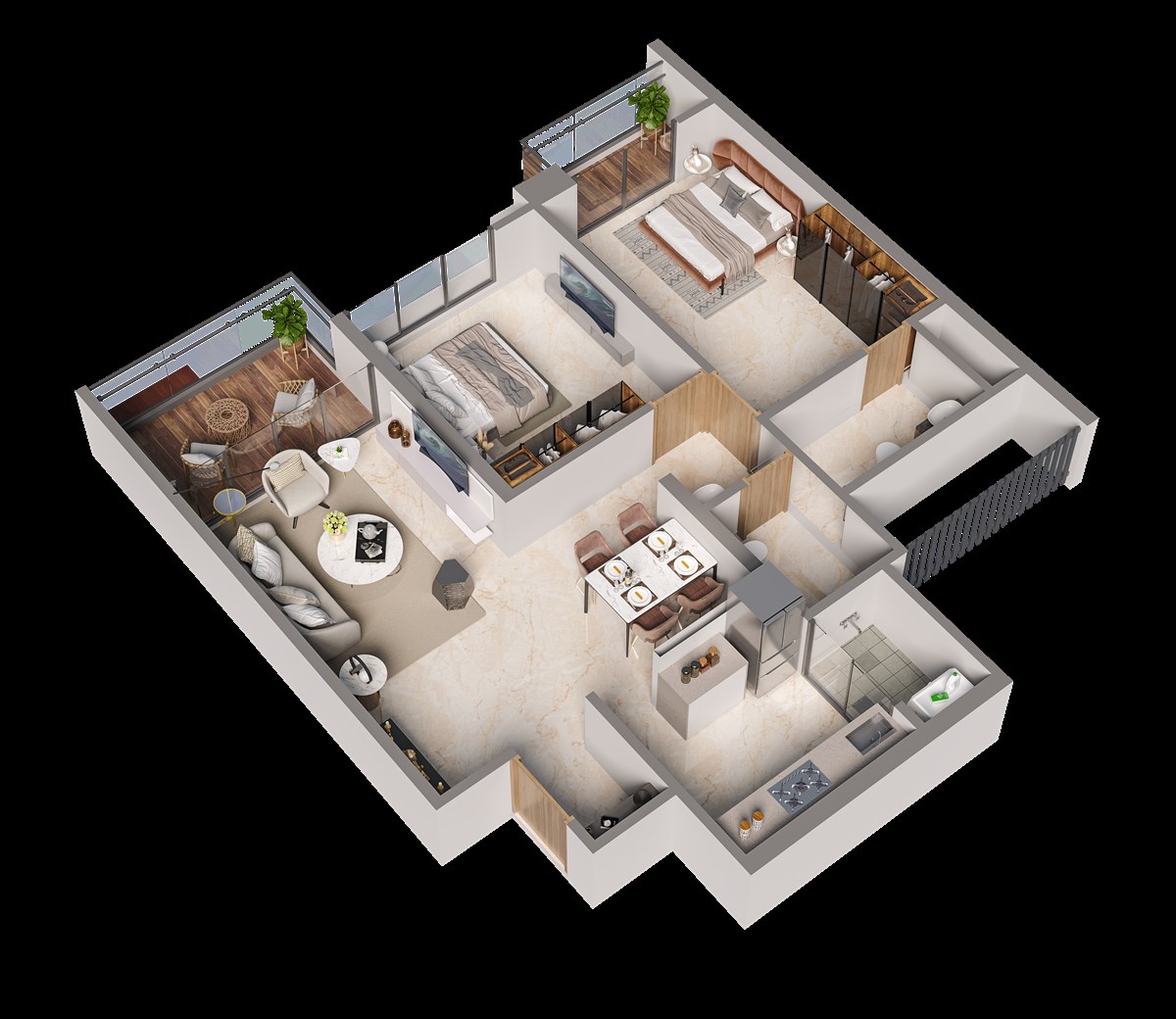 2 BHK Floor Plan - Type B