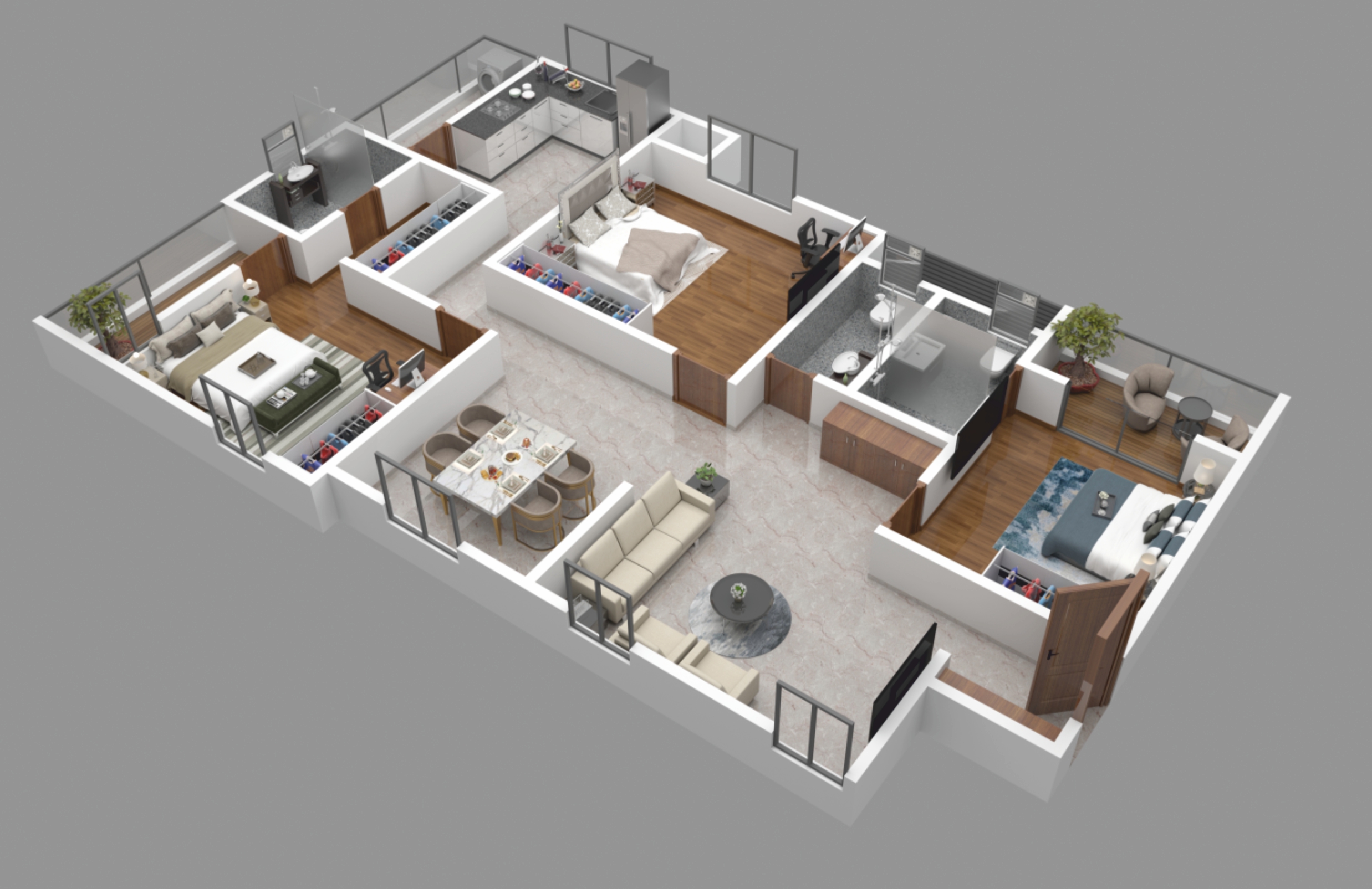 3 BHK Layout Blueprint